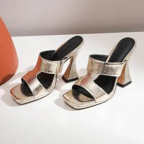 Havyn Platform Gold Mule Heels