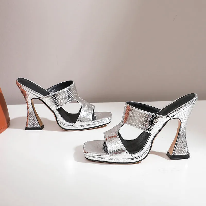 Havyn Platform Gold Mule Heels
