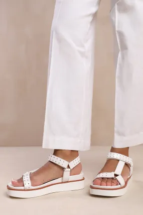 HAWAII MULTI STRAP SANDAL WITH STUD DETAIL IN WHITE