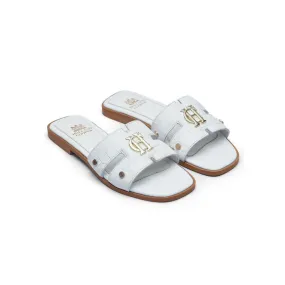 Holland Cooper Monogram Ladies Sliders - White Croc