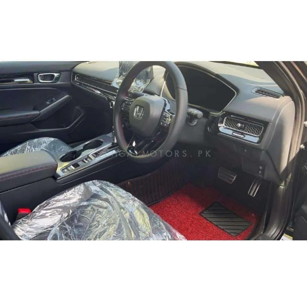 Honda Civic 9D Floor Mats Mix Thread Black and Red 3 Pcs - Model 2016-2022