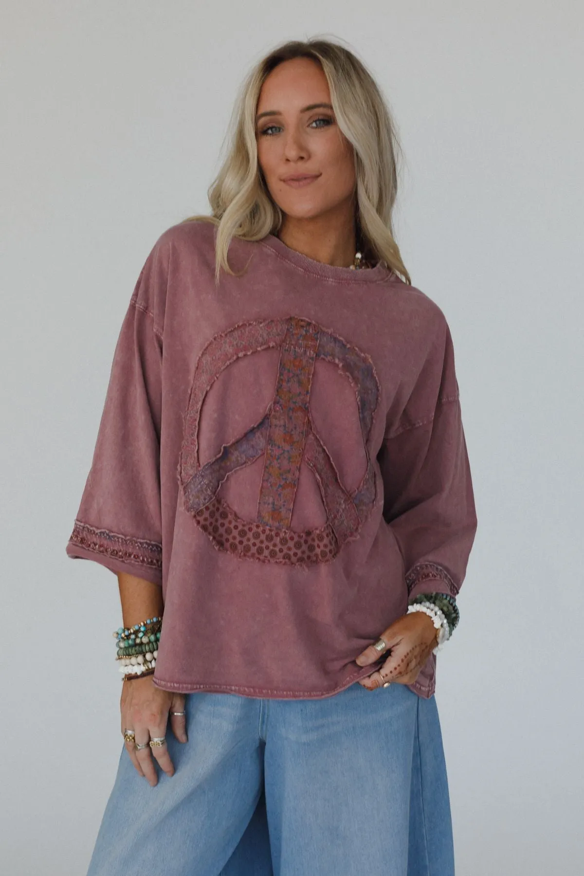 Josephine Peace Patchwork Top - Mauve