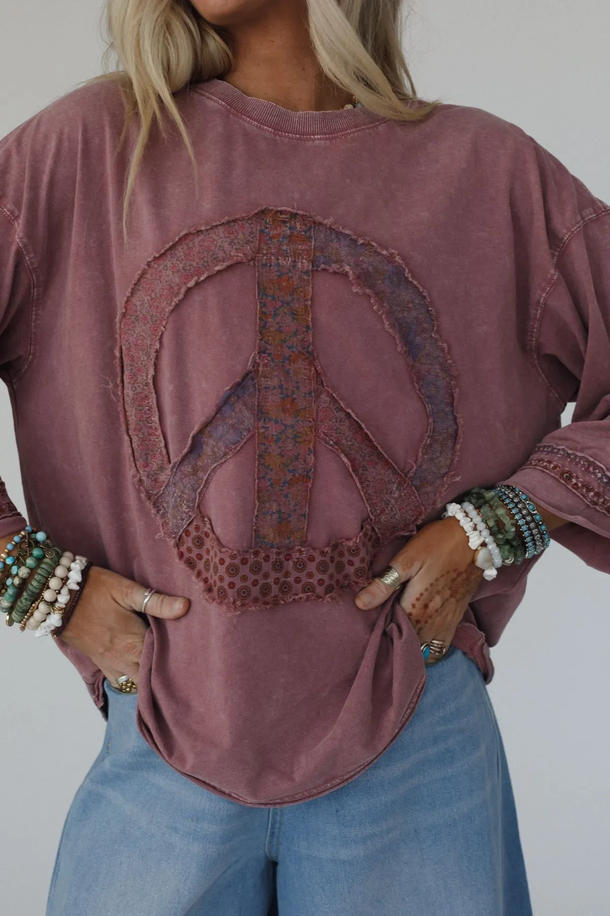 Josephine Peace Patchwork Top - Mauve