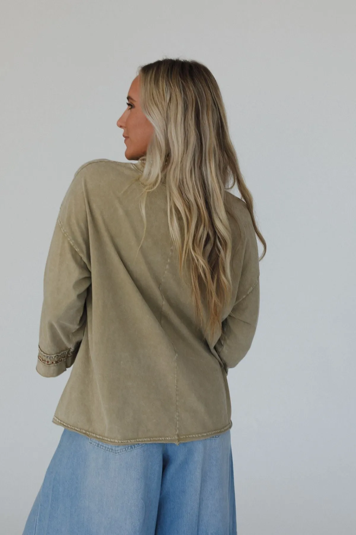 Josephine Peace Patchwork Top - Olive