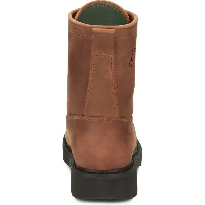 Justin Men's Livestock 8" Round ST Lace Up Western Work Boot -Brown- OW764