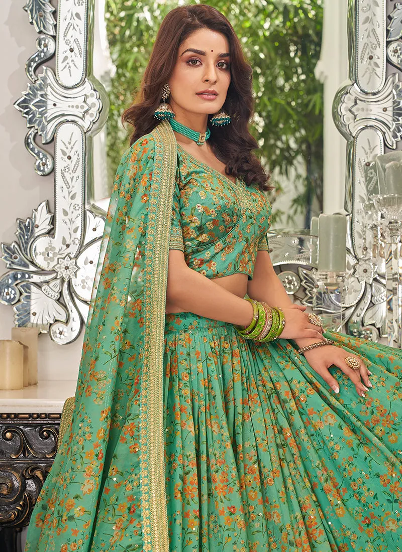 Light Green Embroidery Wedding Lehenga Choli