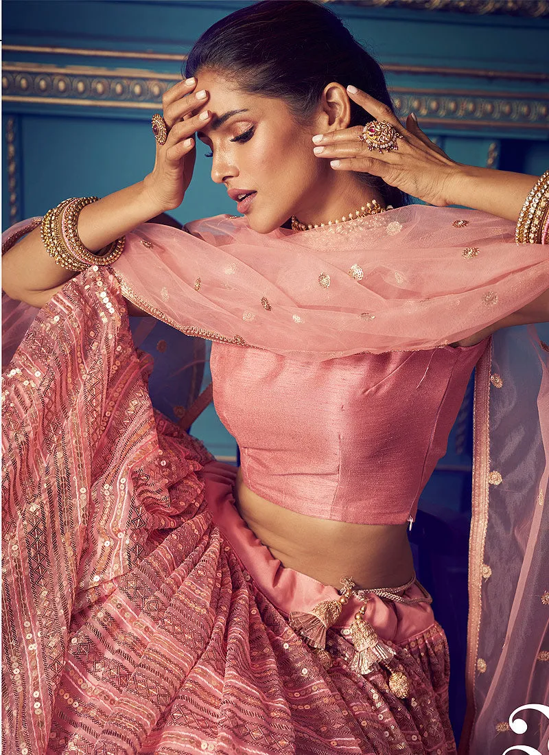 Light Pink And Gold Indo Western Lehenga Choli