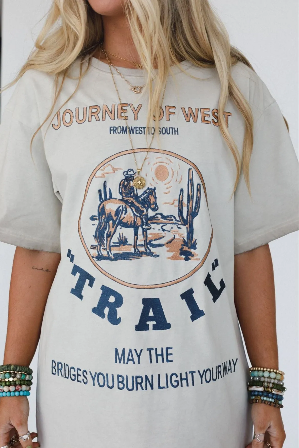 Light The Way Graphic Tee Dress - Tan