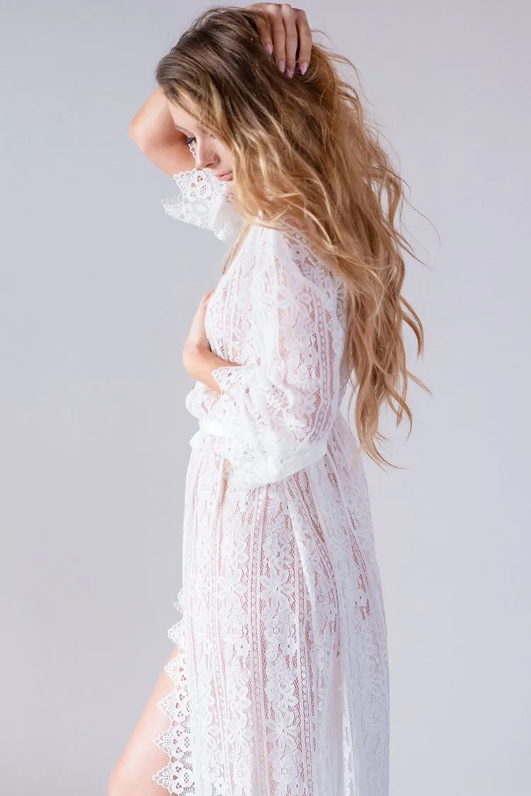 Long Lace Sheer Matinee Robe