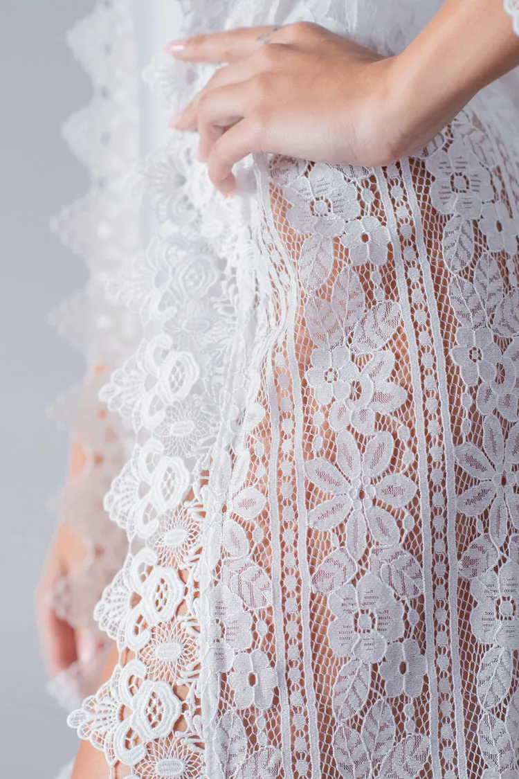 Long Lace Sheer Matinee Robe