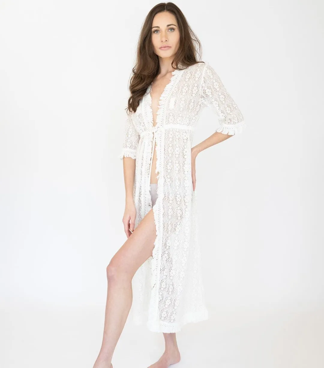 Long Lace Sheer Matinee Robe