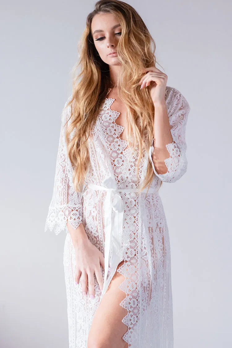 Long Lace Sheer Matinee Robe
