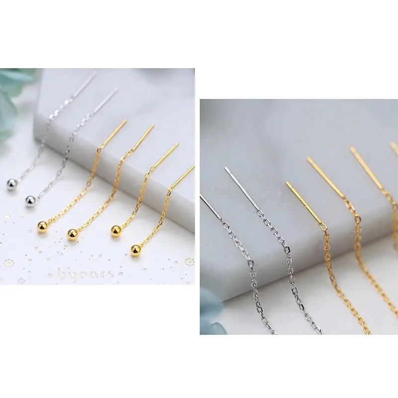Long simple round bead all-match earrings