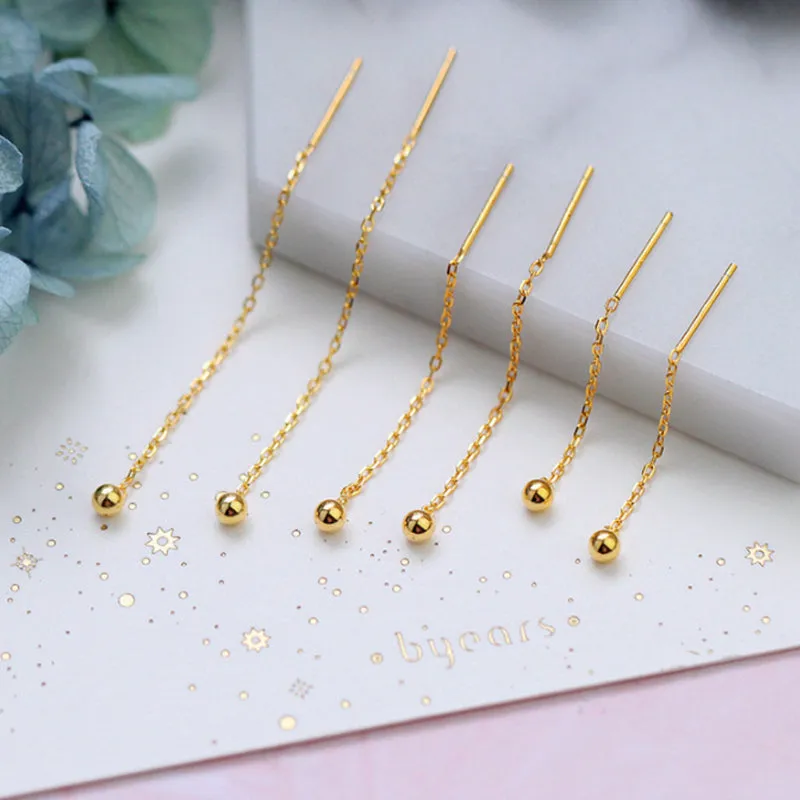 Long simple round bead all-match earrings