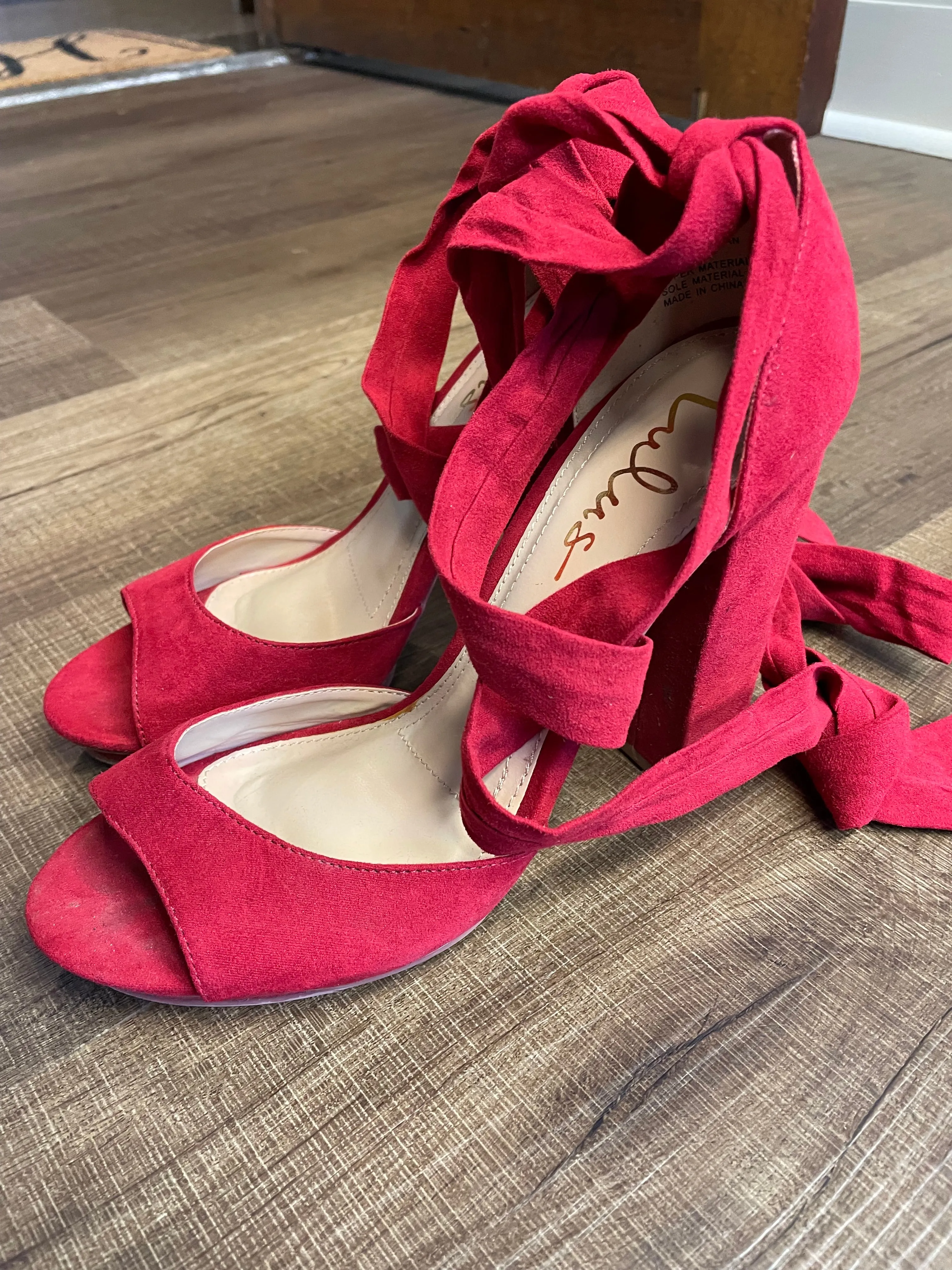 lulus Dorian Blush Suede Lace-Up Platform Heels (9)