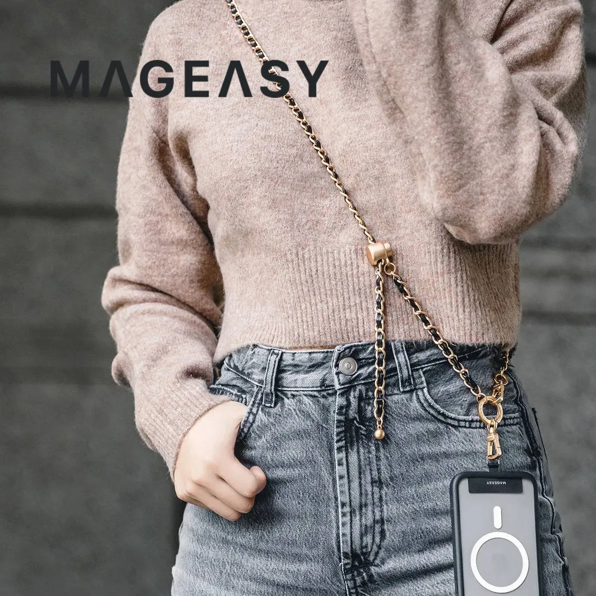 MagEasy Leather Chain Strap - Classic   Strap Card
