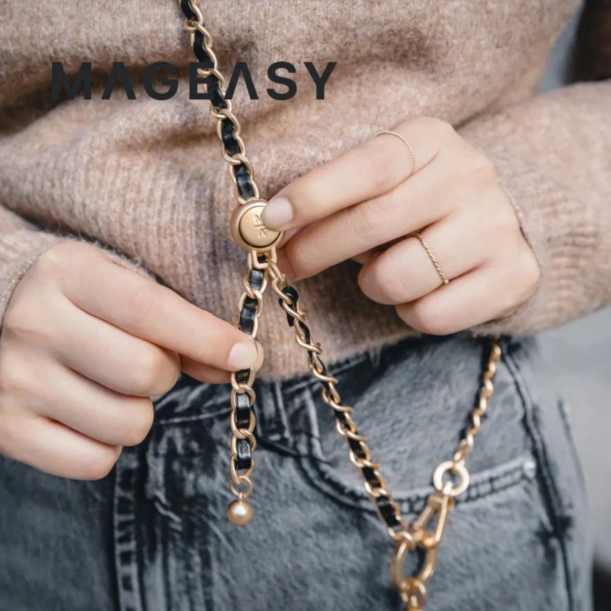 MagEasy Leather Chain Strap - Classic   Strap Card