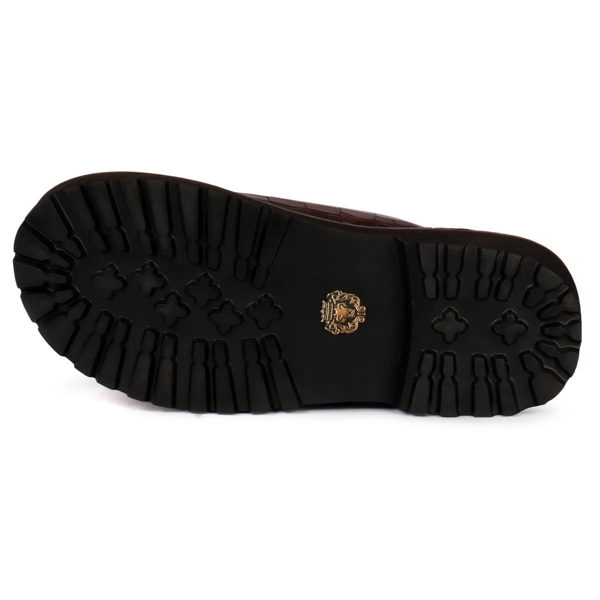 Men's chunky sole sandals in Dark Brown Deep Cut Leather