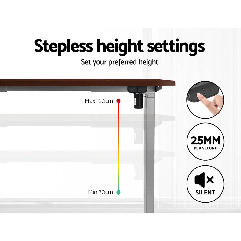 Motorised Height-Adjustable Standing Desk, 120CM Walnut - Artiss