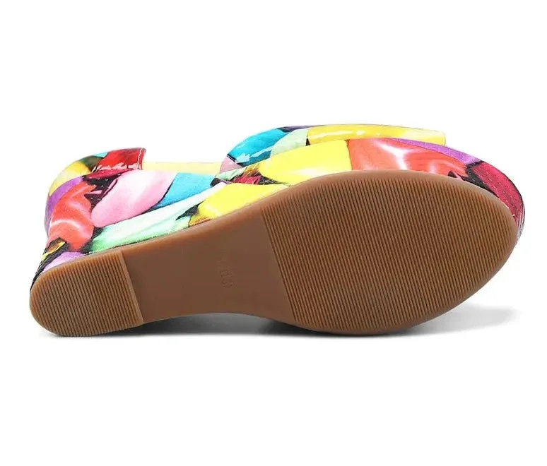 Multicolor Ankle Strap Wedge Sandals