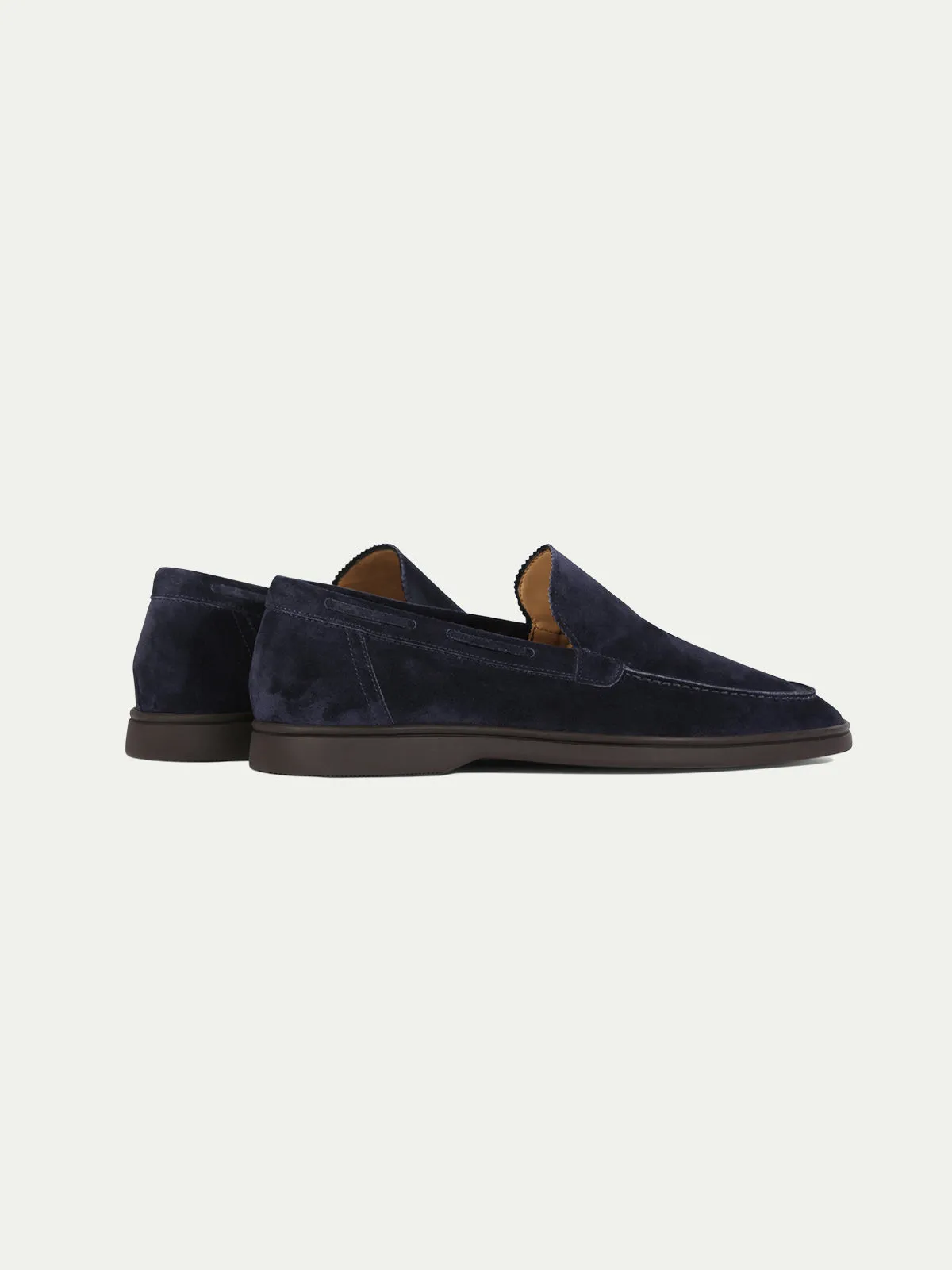 Navy Yacht Loafer with Lamb Shearling Footbed