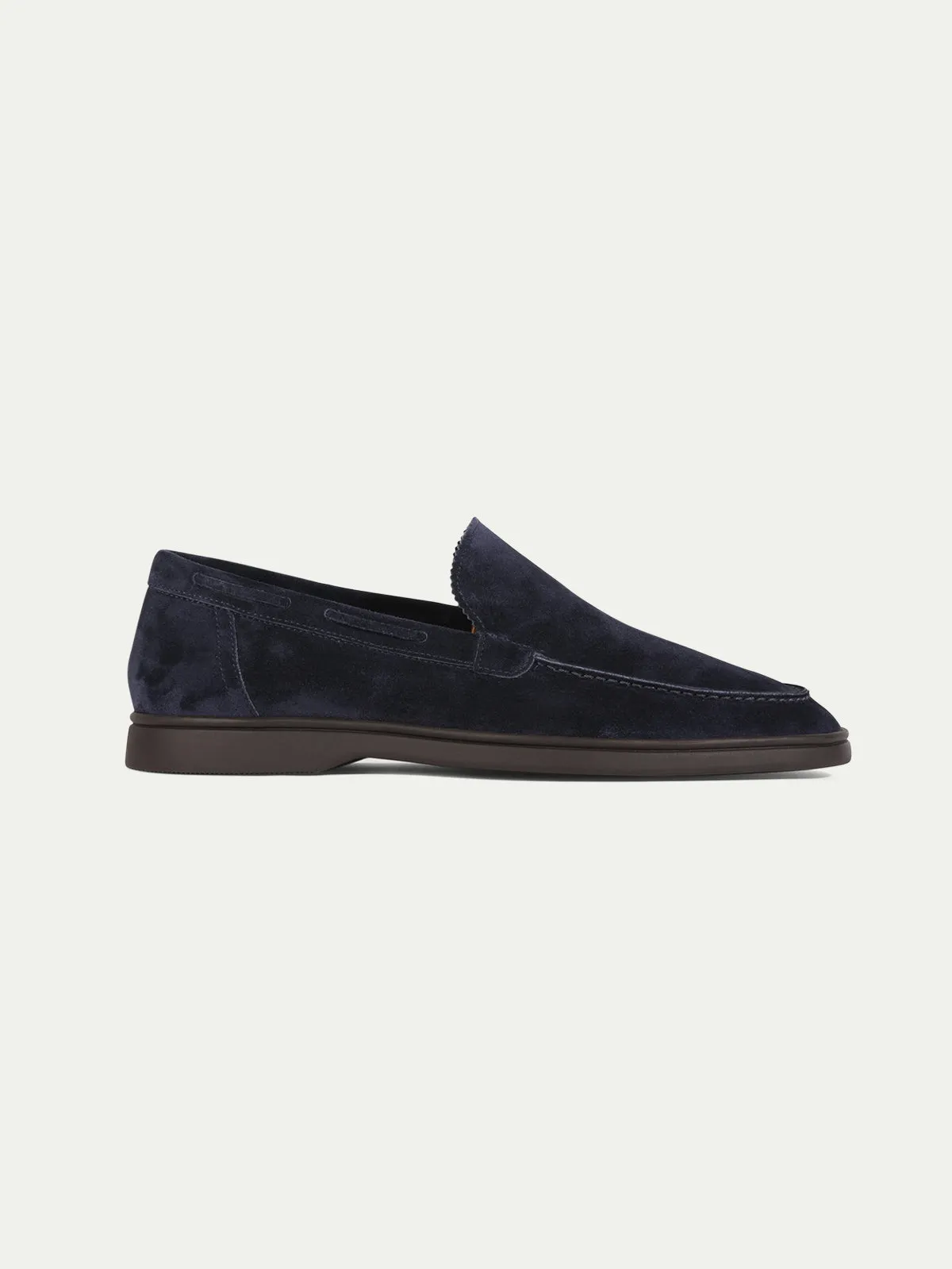 Navy Yacht Loafer with Lamb Shearling Footbed