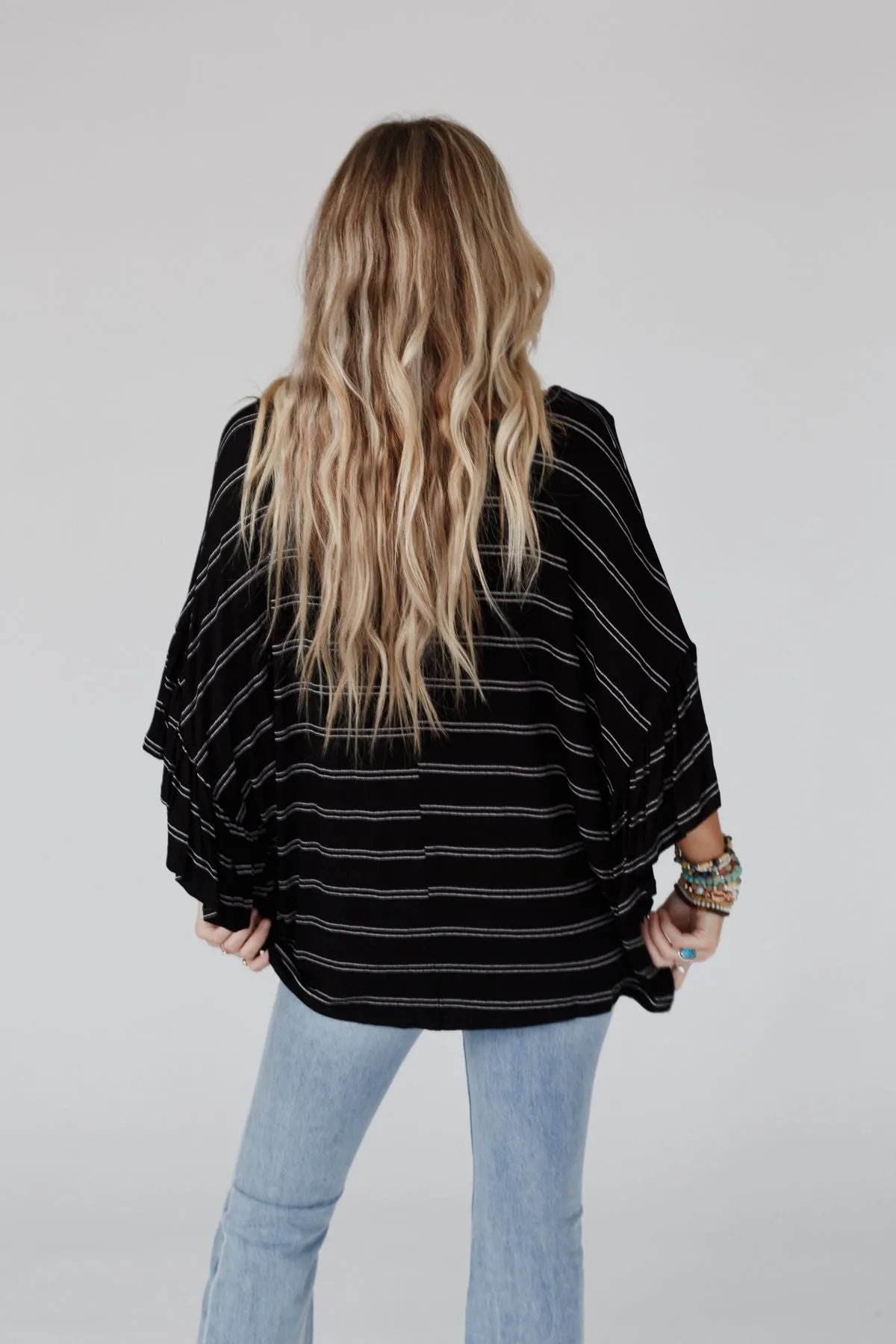 On The Way Striped Knit Top - Black
