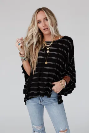 On The Way Striped Knit Top - Black