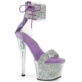 Pleaser Sky-327RSI-Lavender/Silver-Size 7-Clearance