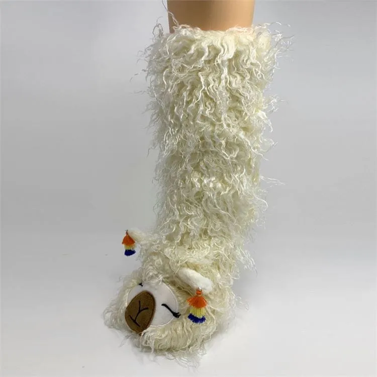 Plush Shaggy Llama Knee High Slipper Socks Beautiful, Cute, Luxurious! *