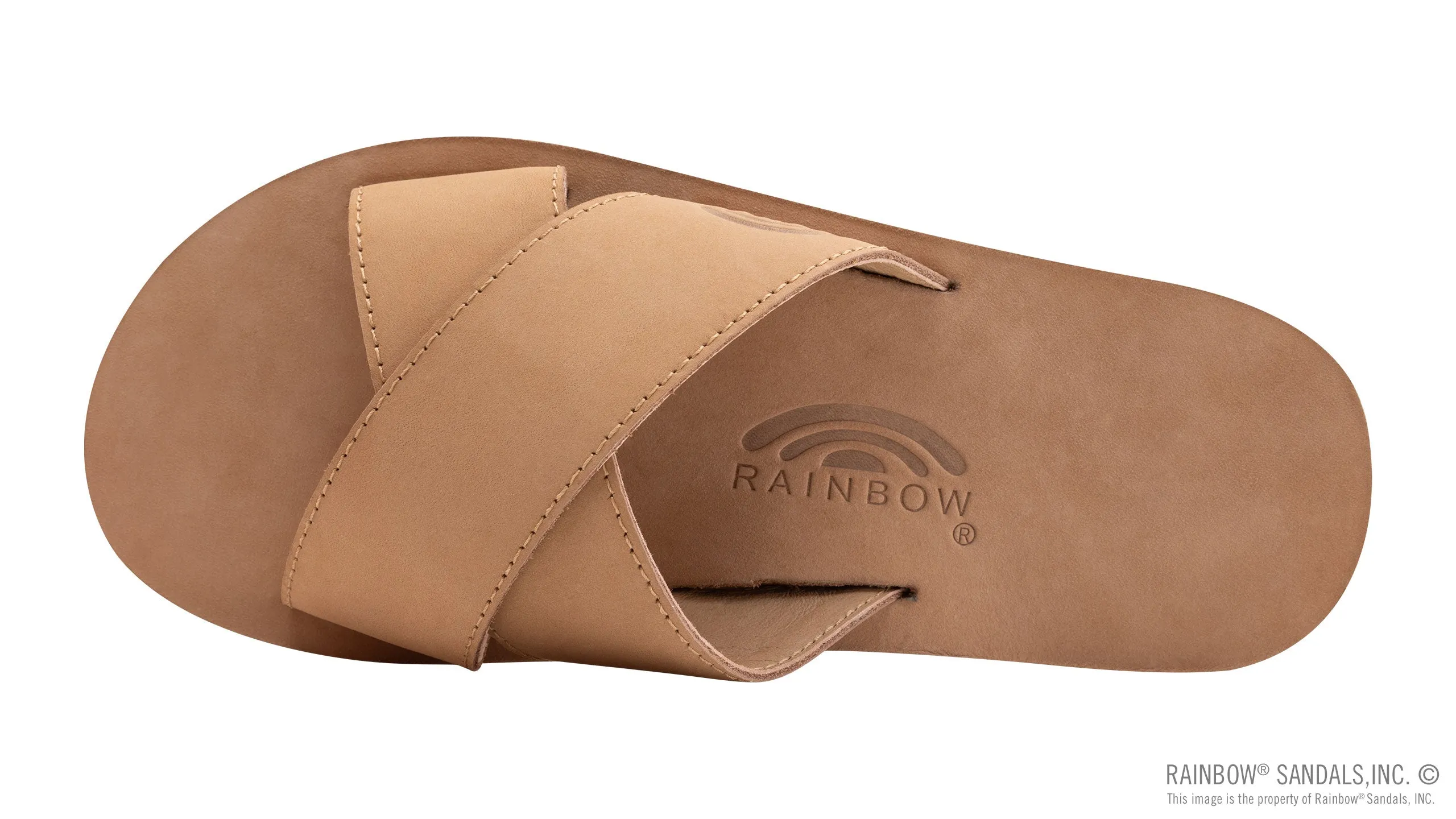 Rainbow Sandals Premier Leather Single Layer Arch Cross Strap Flat Stitch (Womens) - Sierra Brown