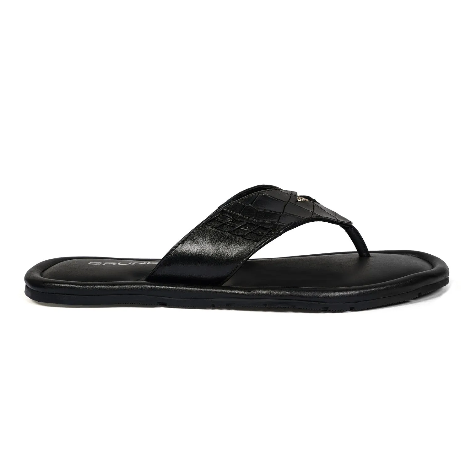 Replaceable Penny V-Strapped Black Slide-in Slipper