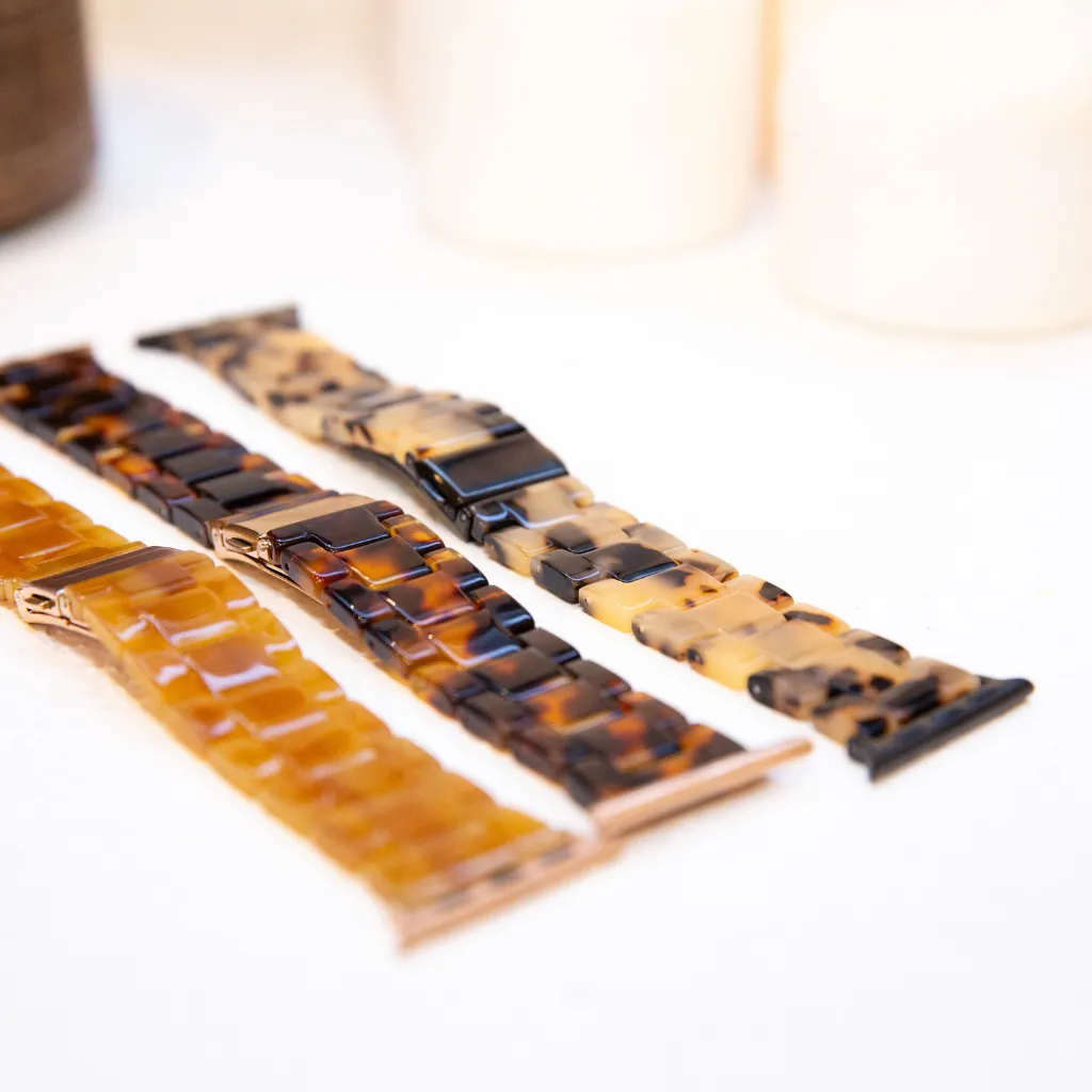 Rosetta Resin Watch Strap - Light Tortoise Shell - 38mm/40mm