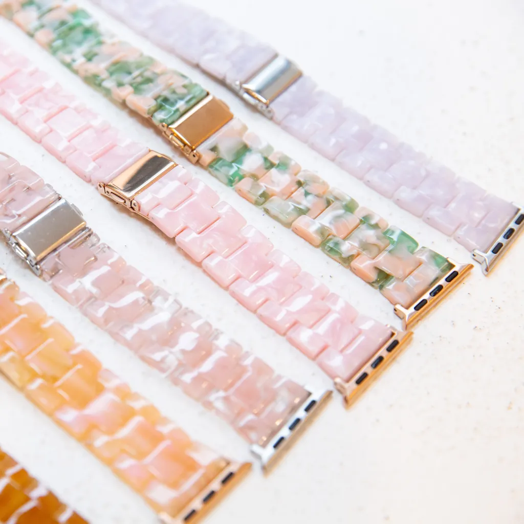 Rosetta Resin Watch Strap - Pink Green - 38/40mm