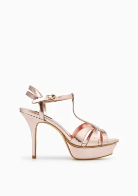 Sabella Soft Metallic Platform High Heel Slingbacks Rose Gold