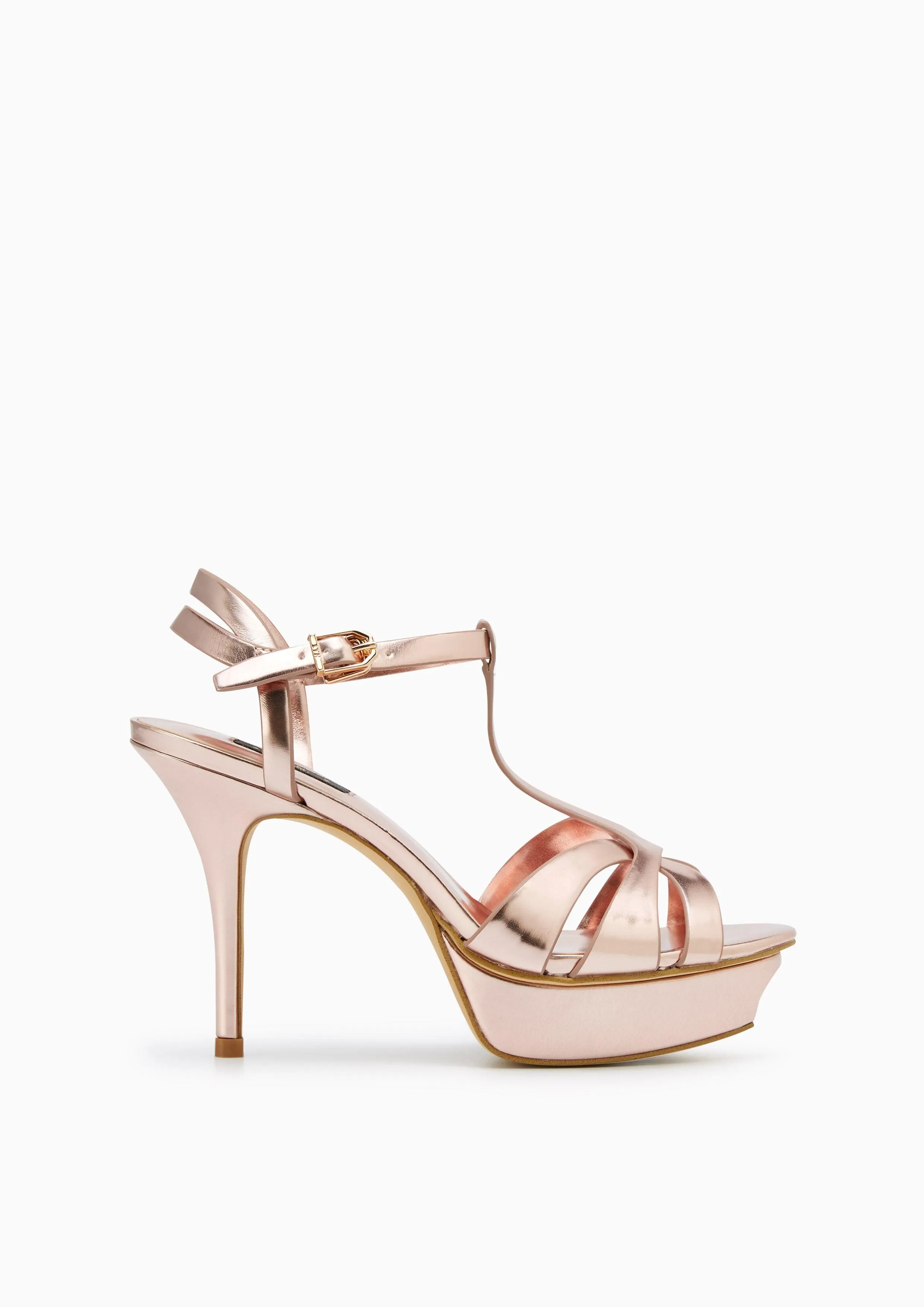 Sabella Soft Metallic Platform High Heel Slingbacks Rose Gold