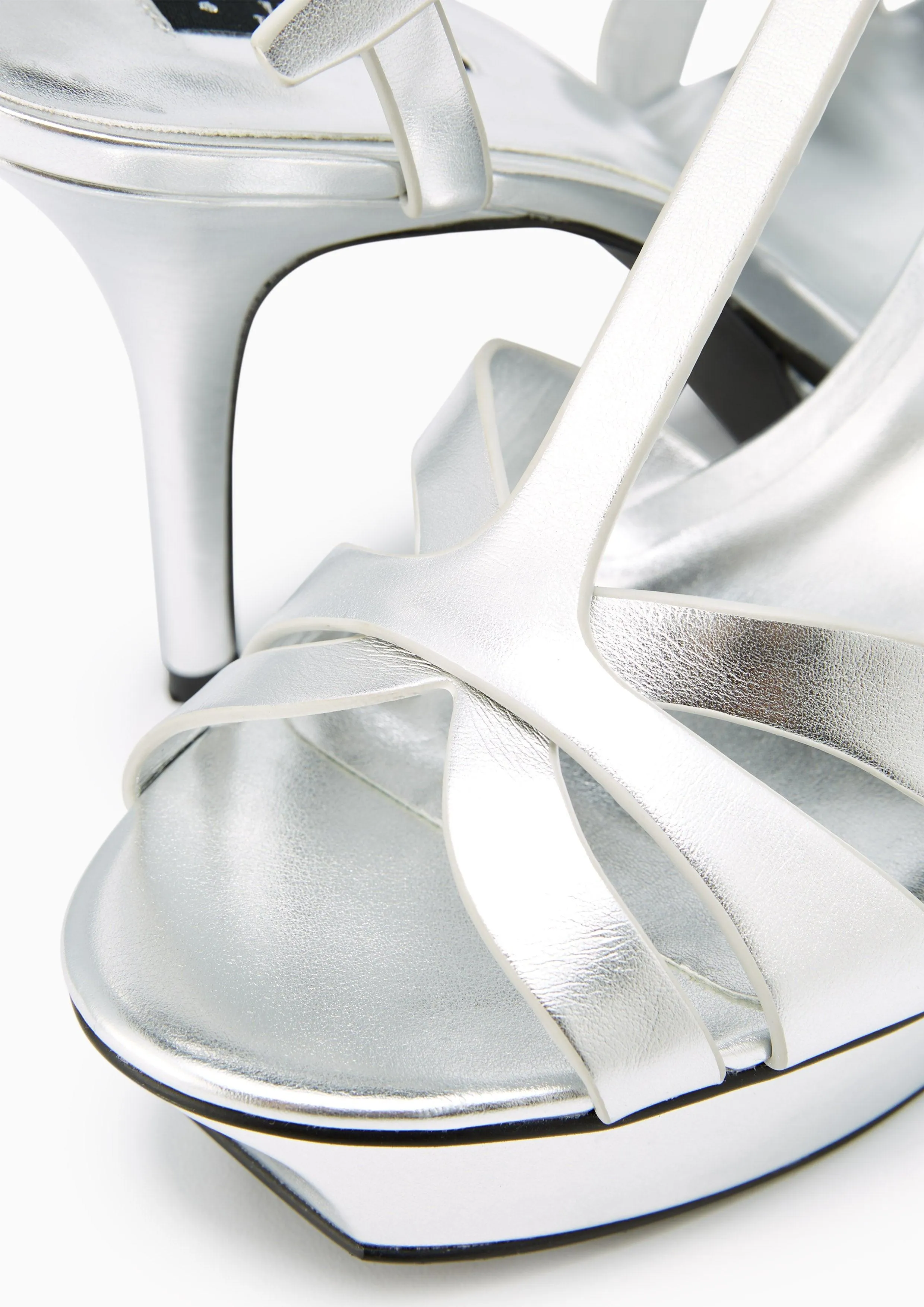 Sabella Soft Metallic Platform High Heel Slingbacks Silver