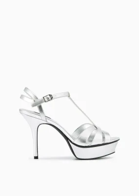 Sabella Soft Metallic Platform High Heel Slingbacks Silver