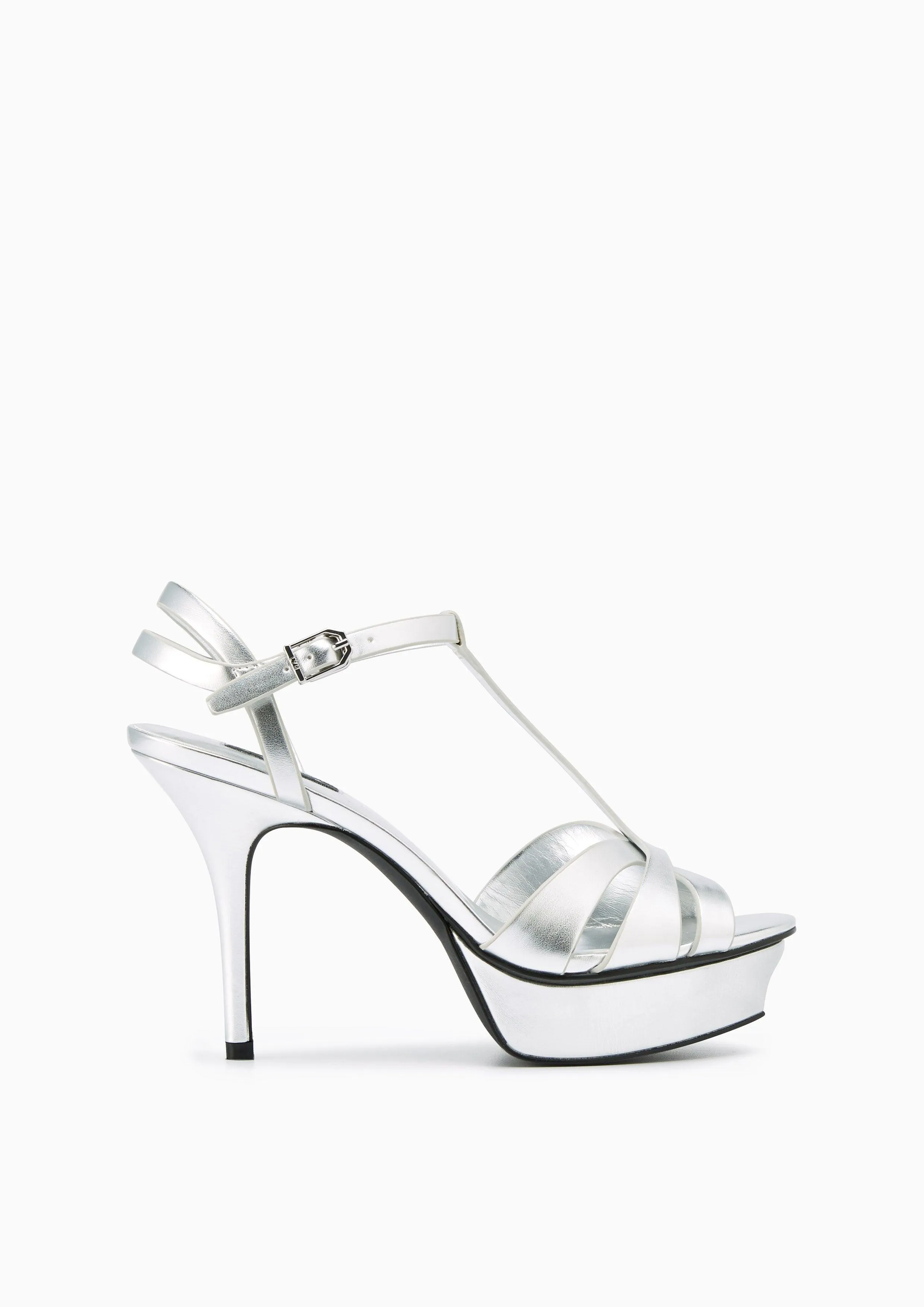 Sabella Soft Metallic Platform High Heel Slingbacks Silver
