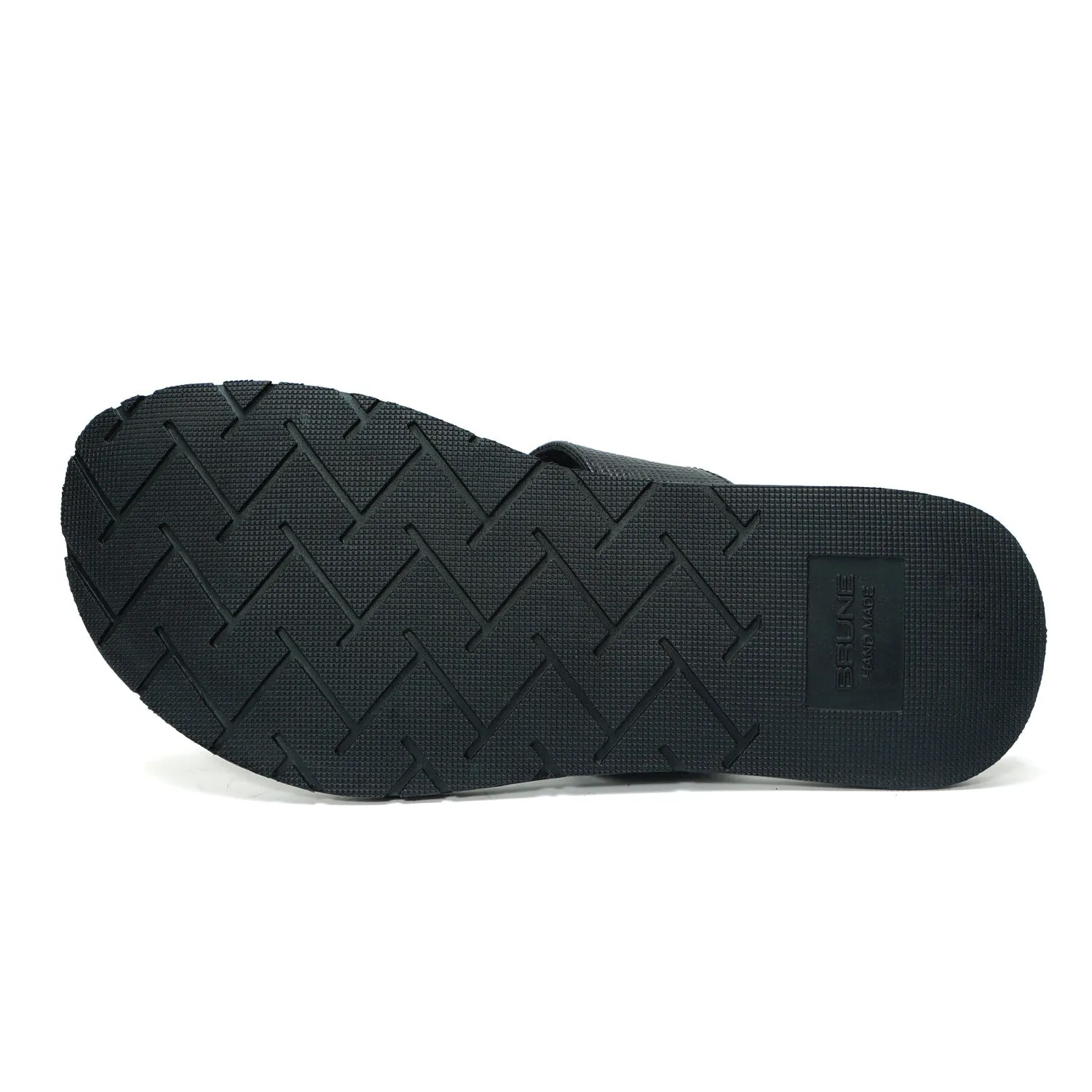 Saffiano T-Strap Black Slide-in Slipper