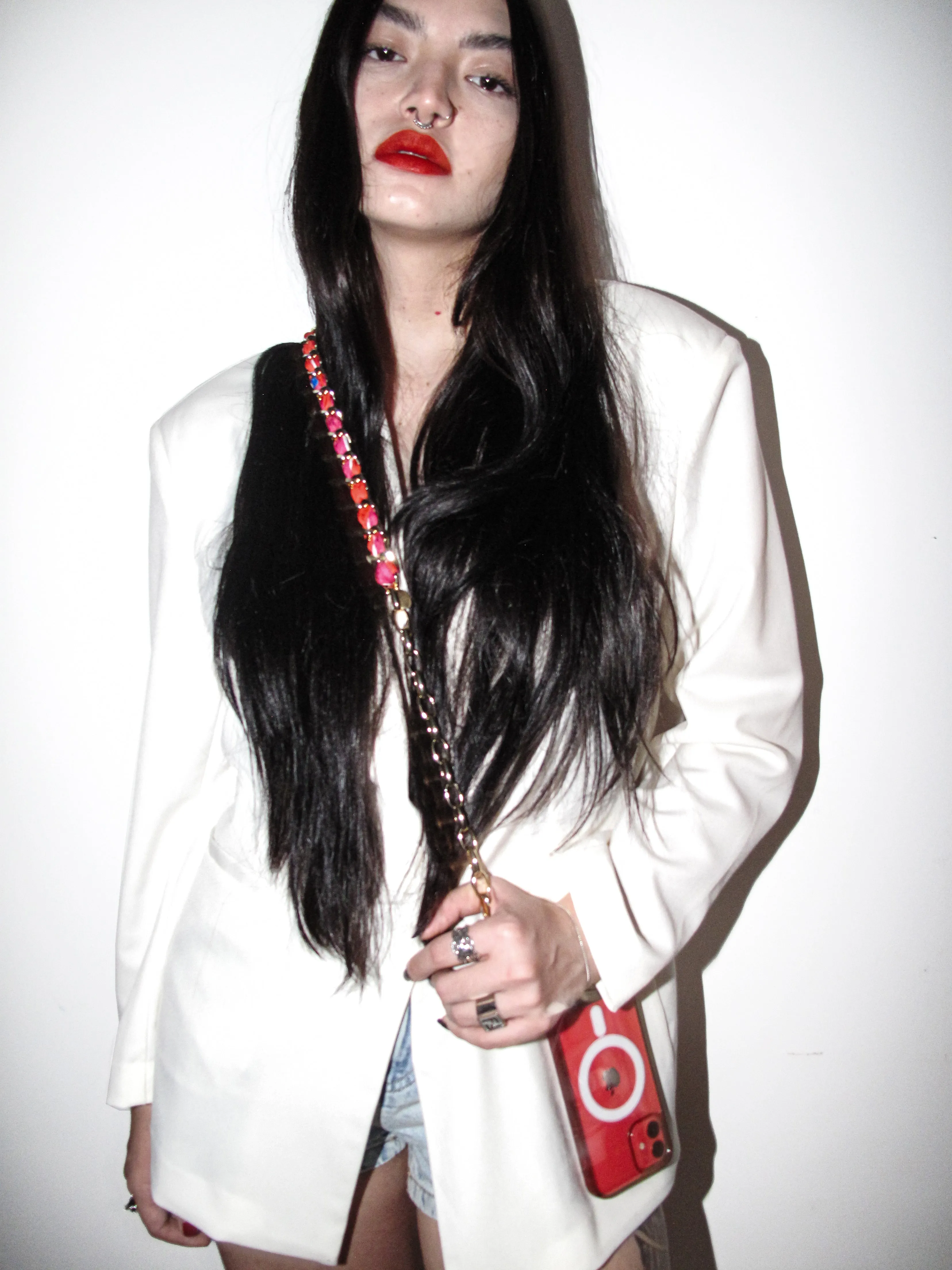 SCARF ENLACED CHAIN PHONE STRAP
