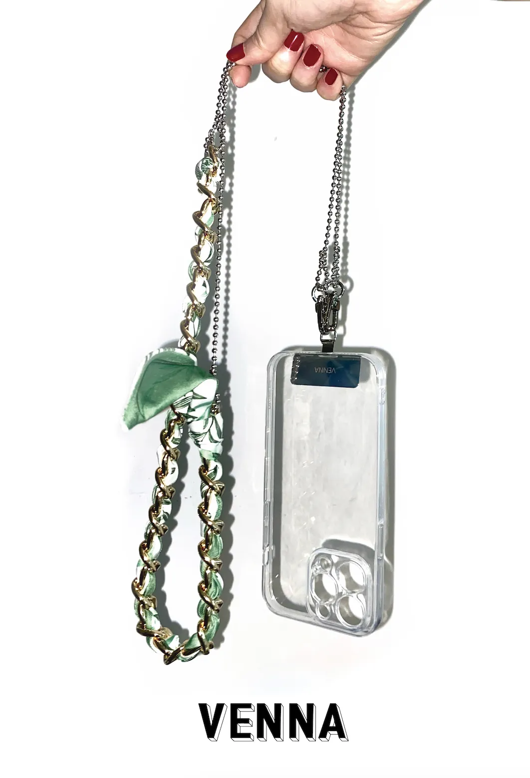 SCARF ENLACED CHAIN PHONE STRAP