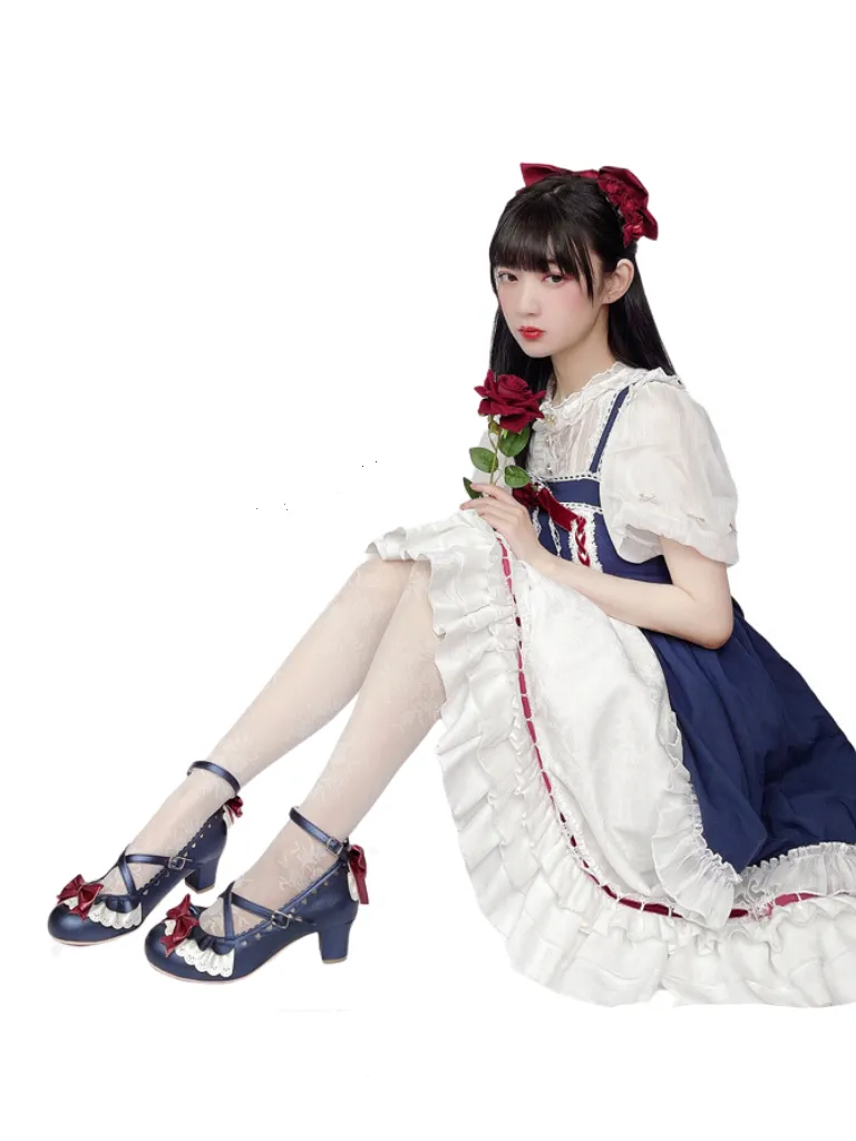 Shoes Heel Lace Elegant Original Lolita Mid