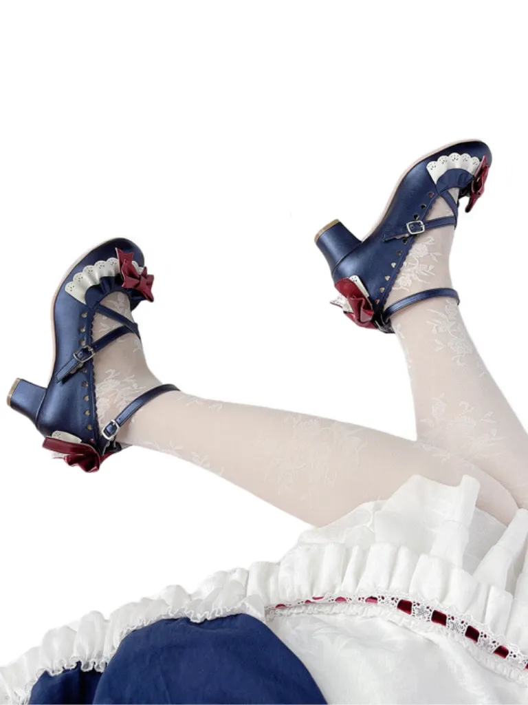 Shoes Heel Lace Elegant Original Lolita Mid