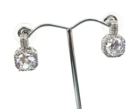 Silver Cubic Zirconia Crystal Drop Earrings