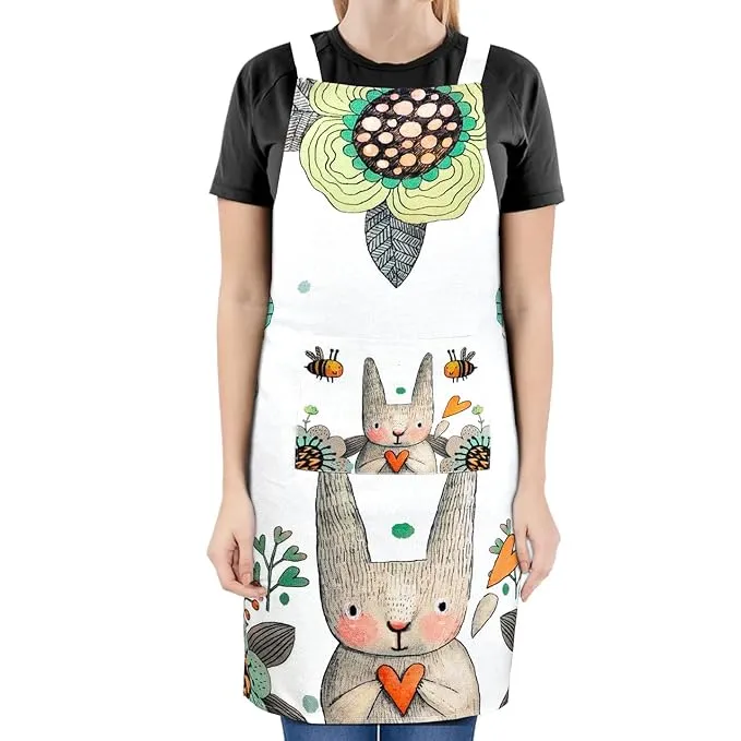 Sleeveless Strap Apron with Pocket (FABKUC ) Men and Women Cooking Kit Accessories (RABITBES)