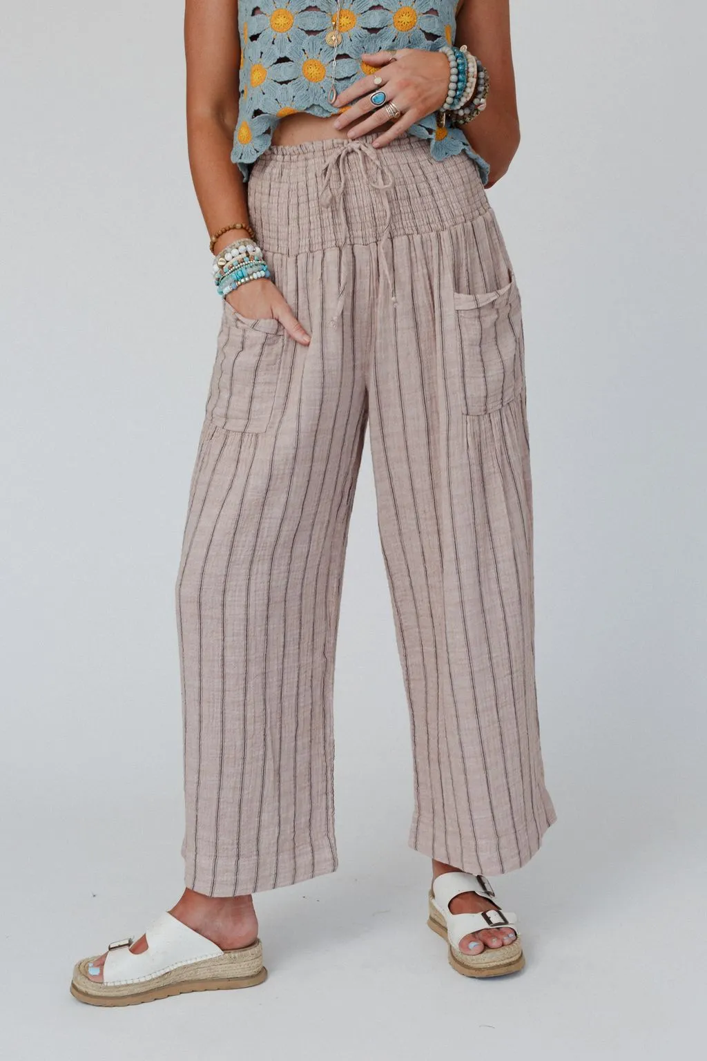 Solana Striped Pants - Mocha