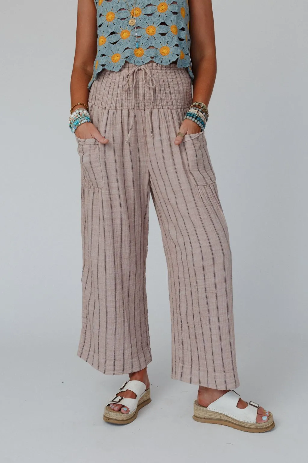 Solana Striped Pants - Mocha