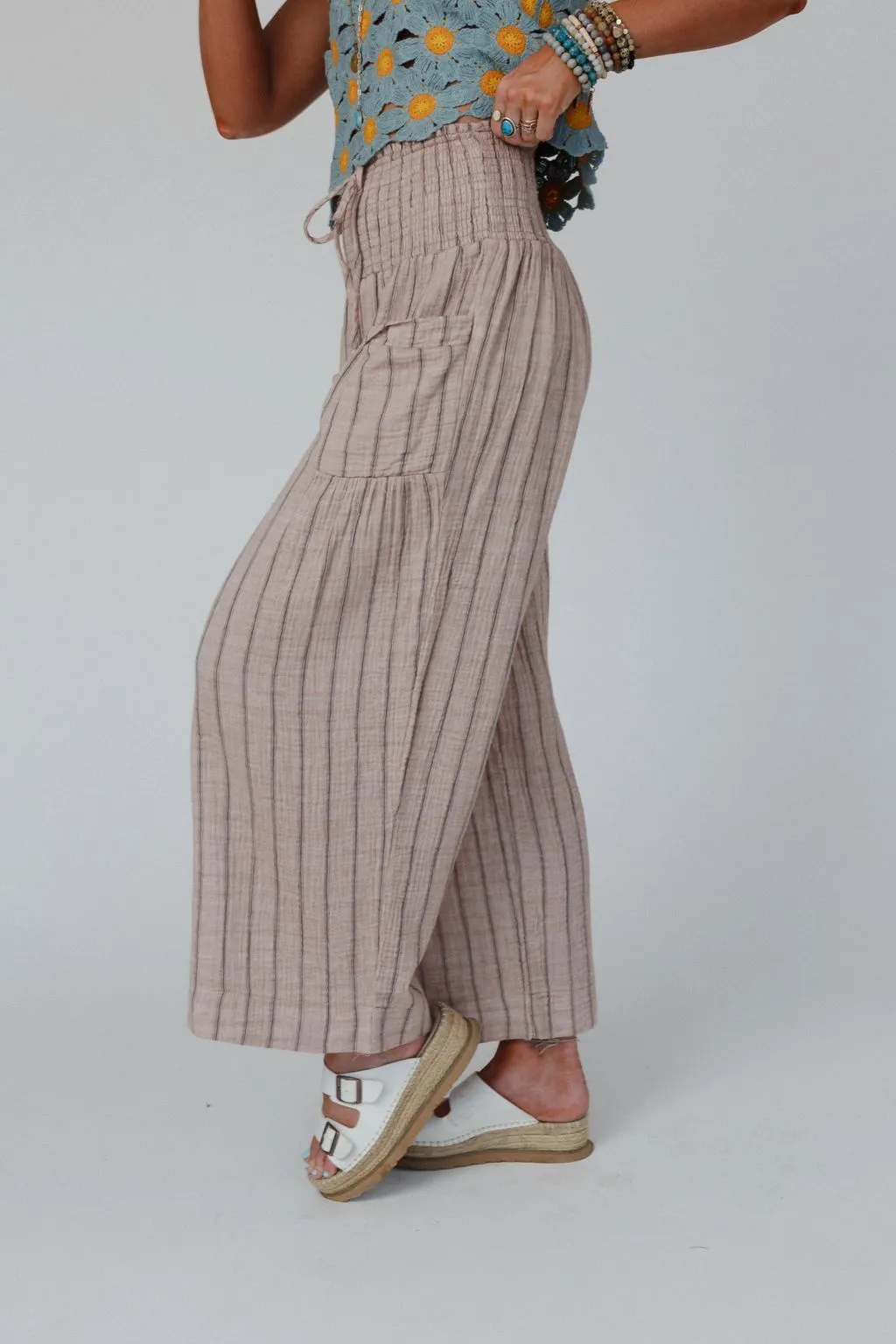 Solana Striped Pants - Mocha
