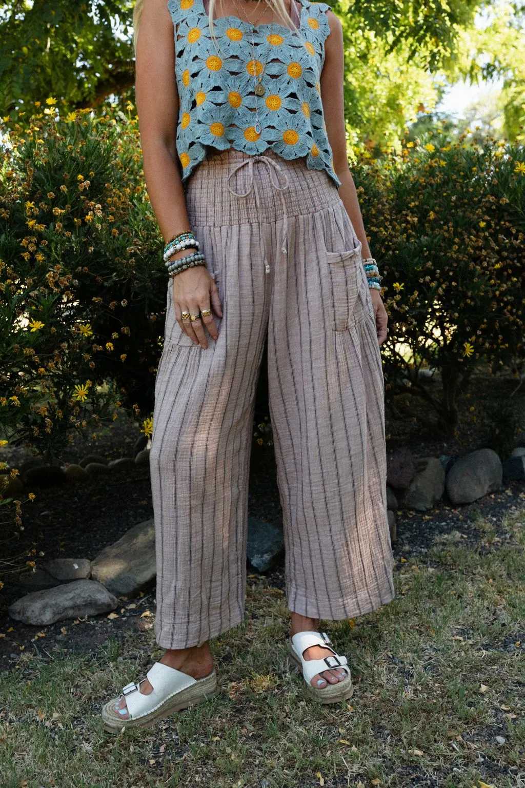 Solana Striped Pants - Mocha